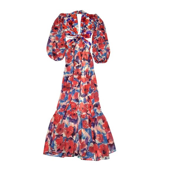 PatBo Violet Plunge Cutout Dress in Cherry